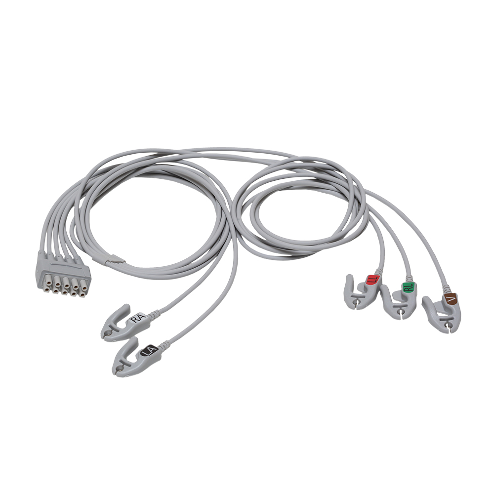ECG Leadwire set, 5-lead, grouped, grabber AHA mix 74 cm/29" 130 cm/51" 1/pack ECG Leadwire set, 5-lead, grouped, grabber AHA mix 74 cm/29" 130 cm/51" 1/pack