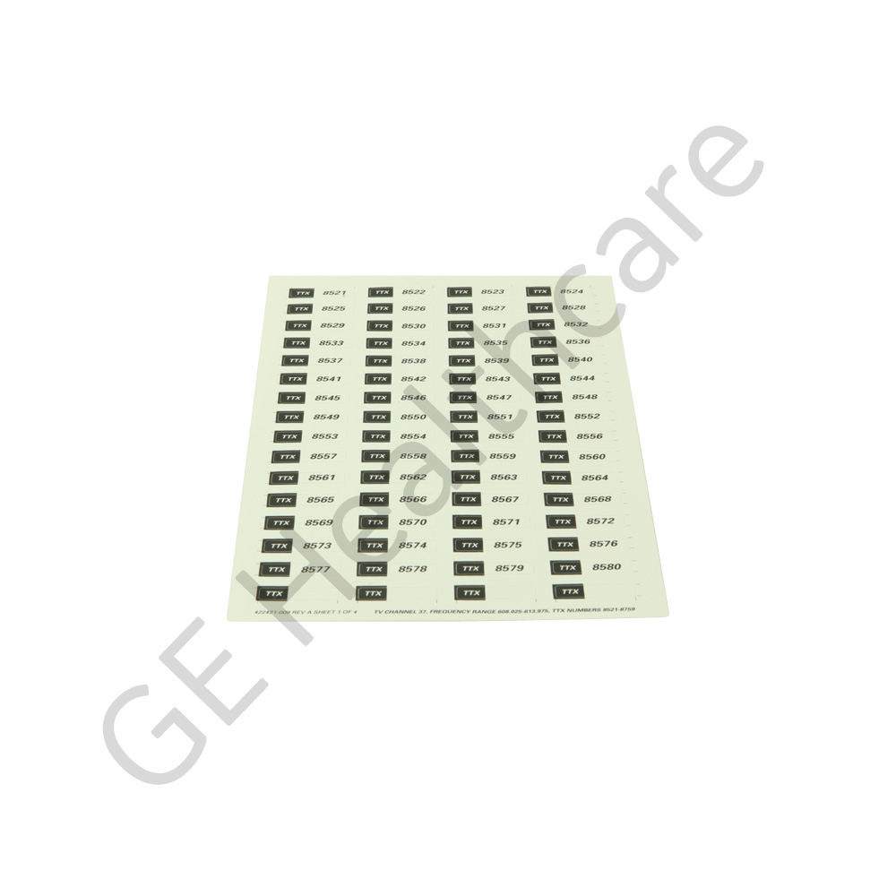 Label TTX Numbers Channel 37 Label TTX Numbers Channel 37